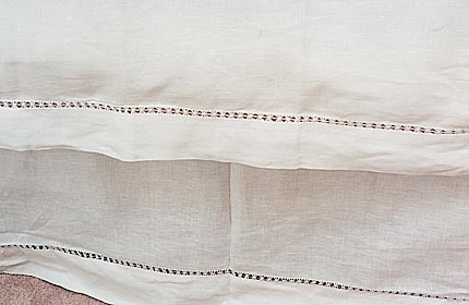 Linen Hemstitch King Size Dust Ruffle. 78"x80"x14" - Click Image to Close