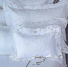 Baby pillow. Imperial embroidry. 12 inches square. With filler - Click Image to Close