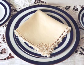 Linen Cotton Crochet Luncheon Napkin. 12"x12". Vanilla Color - Click Image to Close